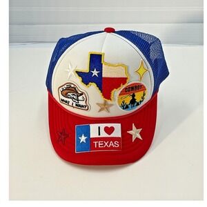 Texas Pride Trucker Hat Snapback Mesh‎ Cap Red White Blue Patches